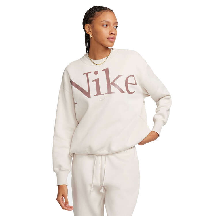 Nike Womens Phoenix Fleece Oversized Logo Hoodie, Beige, rebel_hi-res