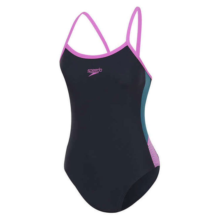 Speedo Womens Dive Thinstrap Muscleback One Piece, Navy, rebel_hi-res