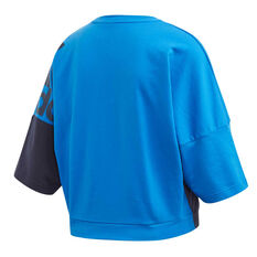 adidas Womens ColourBlock Sweatshirt Blue M, Blue, rebel_hi-res