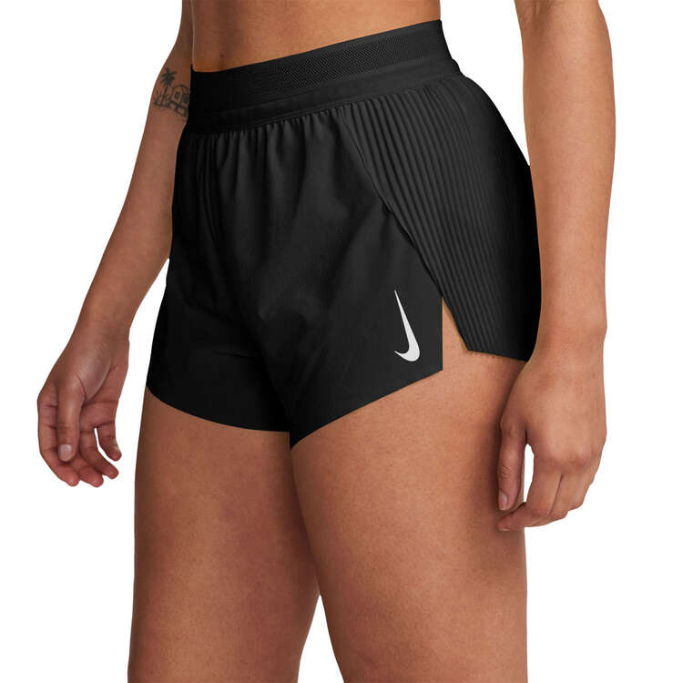 Nike Womens AeroSwift Dri-FIT ADV Mid-Rise 3inch Running Shorts Black/White XS, Black/White, rebel_hi-res