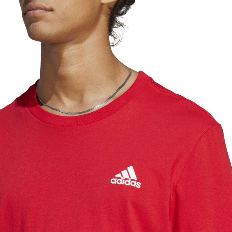 adidas Mens Essentials Single Jersey Embroidered Small Logo Tee, Red, rebel_hi-res