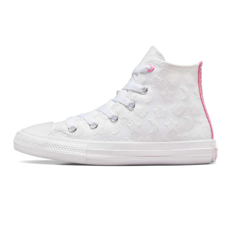 Converse Chuck Taylor All Star Sparkle High Kids Casual Shoes White/Pink US 3, White/Pink, rebel_hi-res