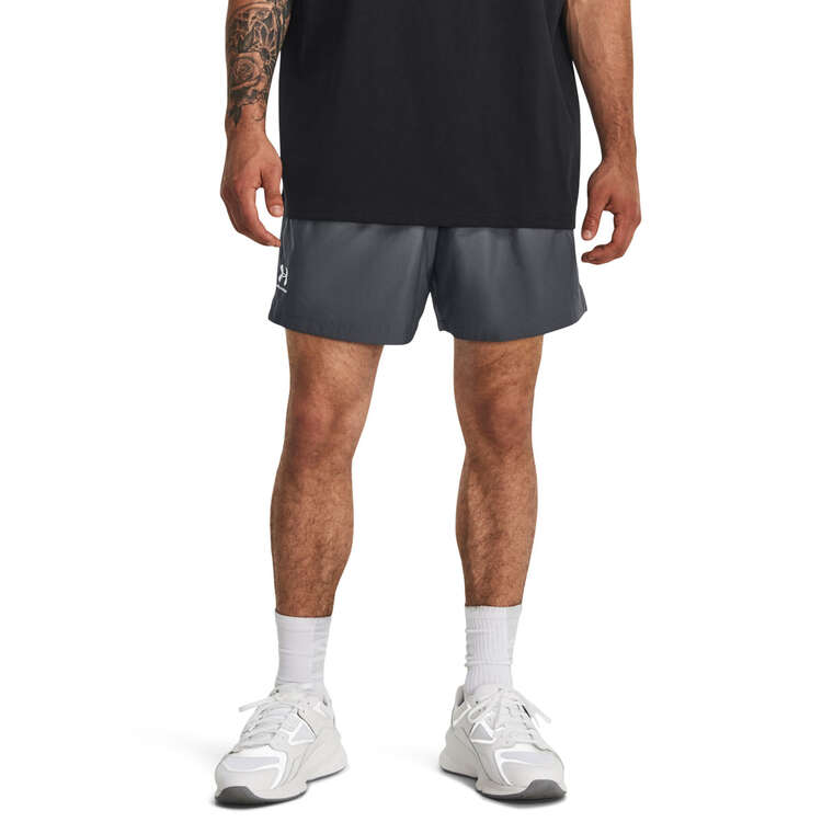 Under Armour Mens UA Essential Volley Shorts, Grey, rebel_hi-res