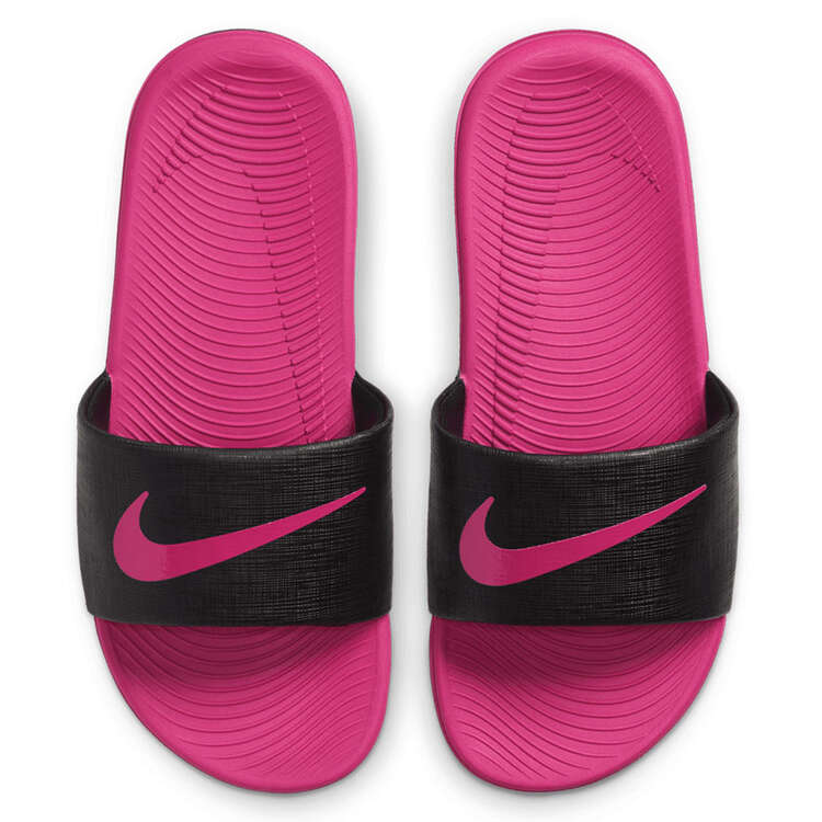 Nike Kawa Kids Slides, Black/Pink, rebel_hi-res