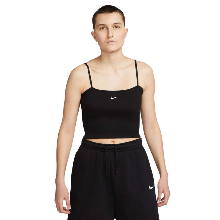 Nike Womens Sportswear Essential Ribbed Crop Top, Black, rebel_hi-res