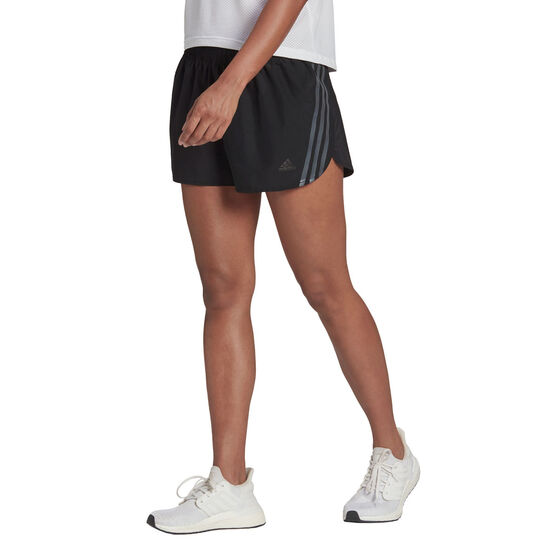 adidas Womens Run Icons 3-Stripes Running Shorts, Black, rebel_hi-res