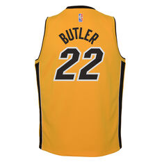 Nike Miami Heat Jimmy Butler 2020/21 Kids Earned Jersey Yellow S, Yellow, rebel_hi-res