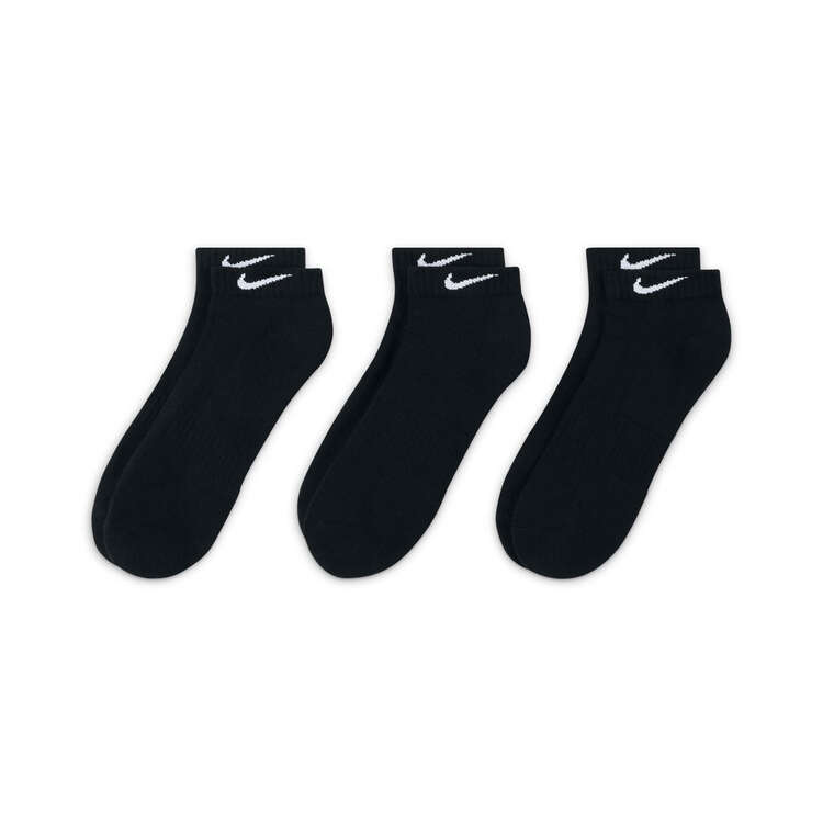 Nike Unisex Cushion Low Cut 3 Pack Socks Black S - YTH 3Y-5Y/WM 4-6, Black, rebel_hi-res