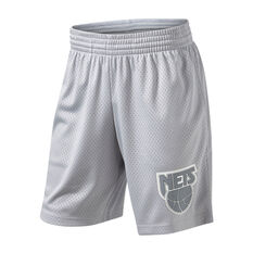Brooklyn Nets Mens Mesh Court Shorts Grey S, Grey, rebel_hi-res