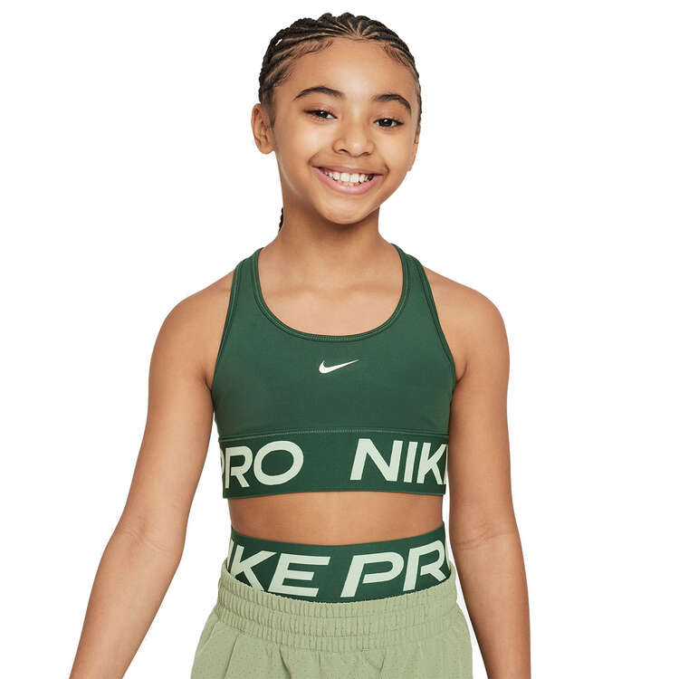 Nike Pro Kids Swoosh Sports Bra Green XS, Green, rebel_hi-res