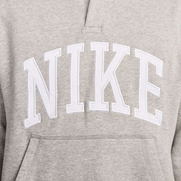 Nike Club Fleece Mens Long-Sleeve Polo, Grey/White, rebel_hi-res