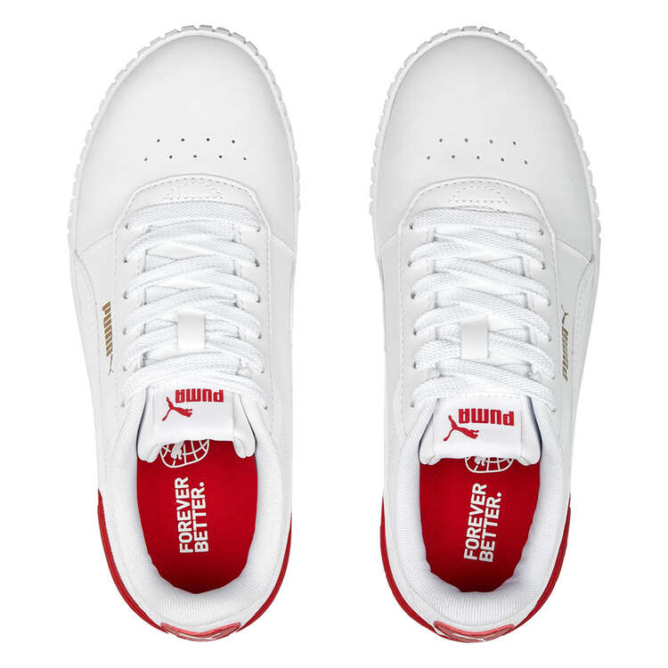 Puma Carina 2.0 Red Thread GS Kids Casual Shoes White/Red US 4, White/Red, rebel_hi-res