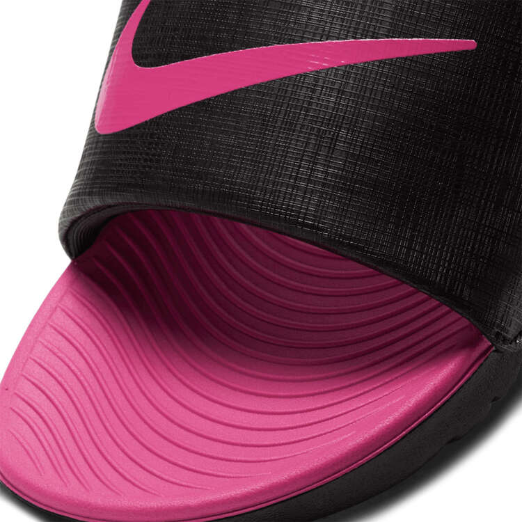 Nike Kawa Kids Slides, Black/Pink, rebel_hi-res