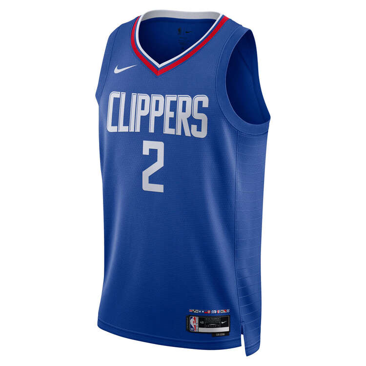 Los Angeles Clippers Kawhi Leonard Mens Icon Edition 2023/24 Basketball Jersey Blue S, Blue, rebel_hi-res