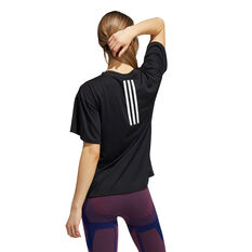adidas Womens Training 3-Stripes AEROREADY Tee Black XS, Black, rebel_hi-res