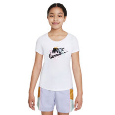 Nike Girls Sportswear RTL Scoop Futura Tee White XS, White, rebel_hi-res