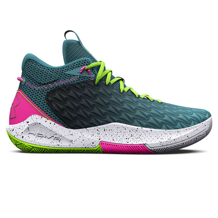 Under Armour HOVR Havoc 5 Clone Basketball Shoes, Blue/Green, rebel_hi-res