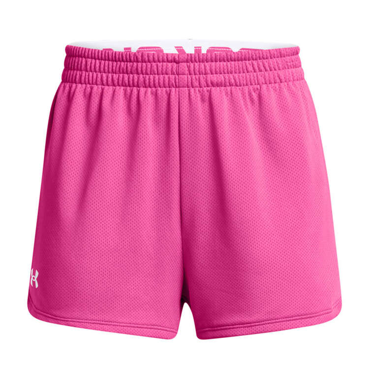 Under Armour Girls Play Up Shorts, Pink, rebel_hi-res