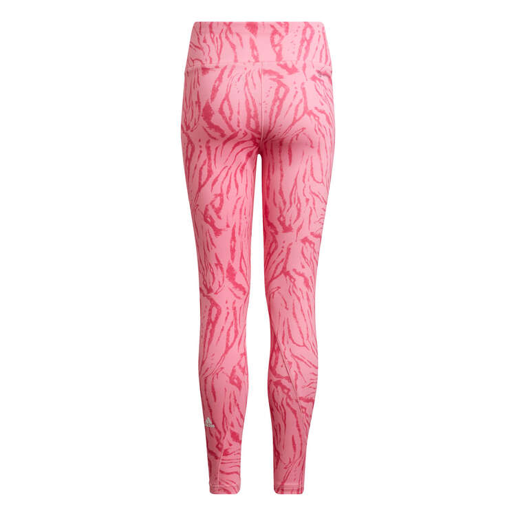 adidas Girls Optime Aeroready Animal 7/8 Tights Pink 12, Pink, rebel_hi-res