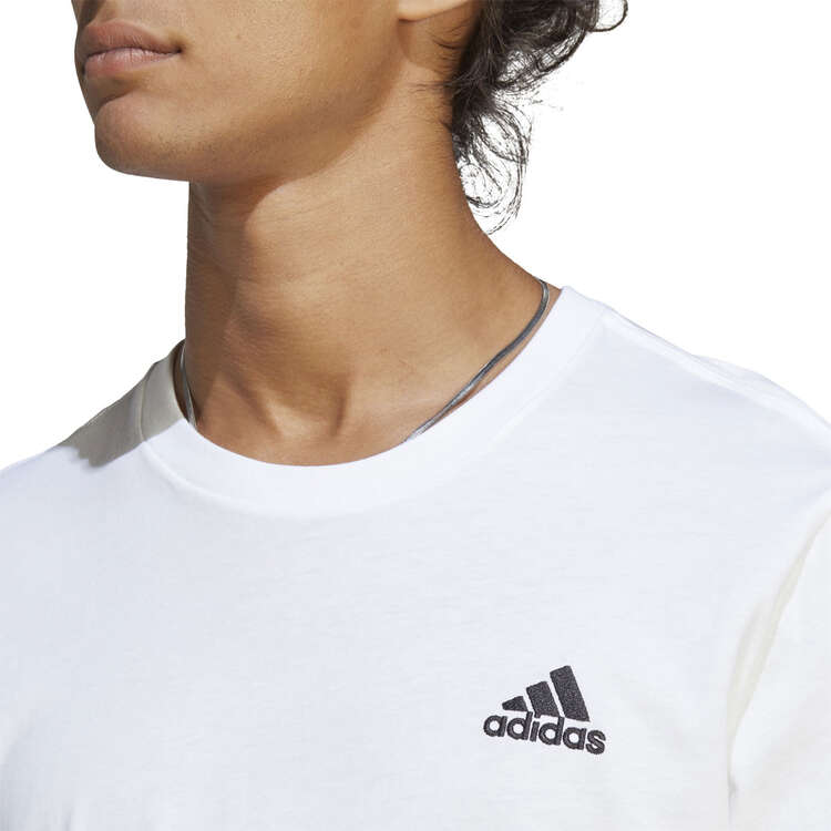 adidas Mens Essentials Single Jersey Embroidered Small Logo Tee, White, rebel_hi-res