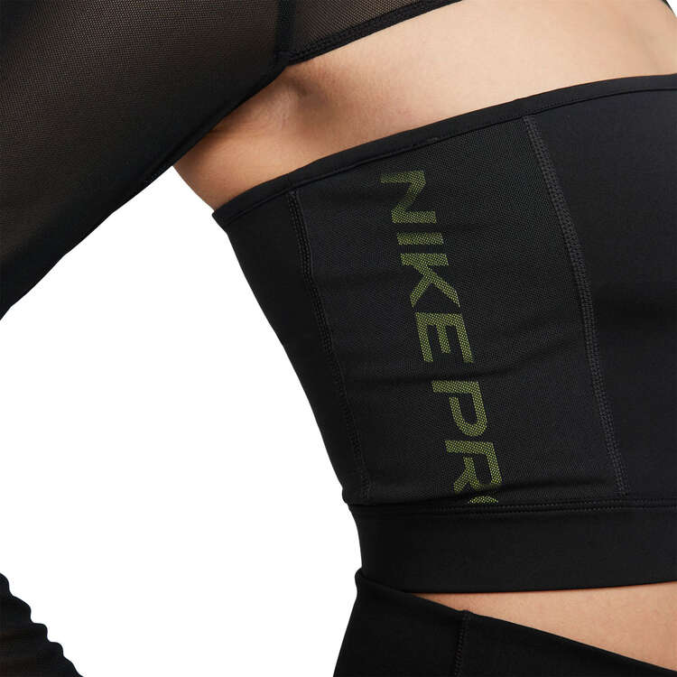 Nike Pro Womens Long Sleeve Cropped Top, Black, rebel_hi-res
