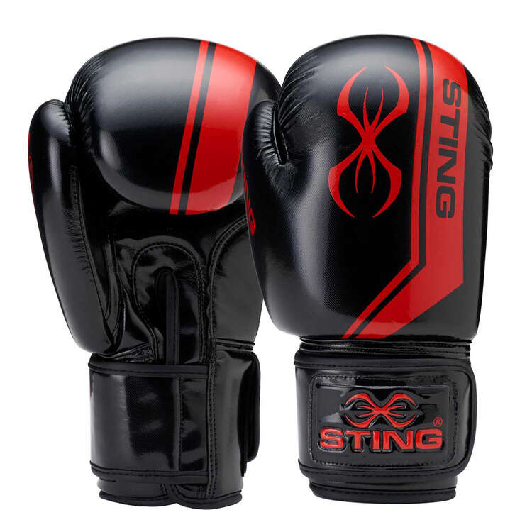 Sting Armalite Boxing Gloves Black/Red 12oz, Black/Red, rebel_hi-res