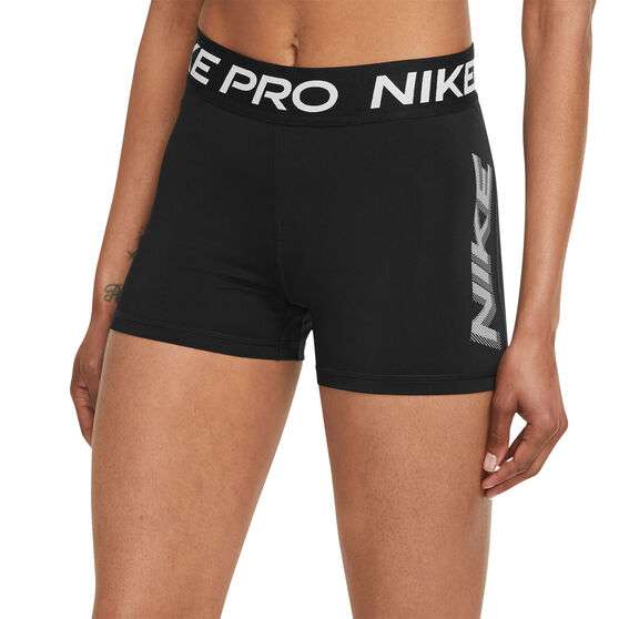 Nike Pro Womens Graphic 3 Inch Training Shorts, Black, rebel_hi-res