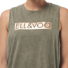 Ell & Voo Womens Taylor Muscle Tank, Green, rebel_hi-res