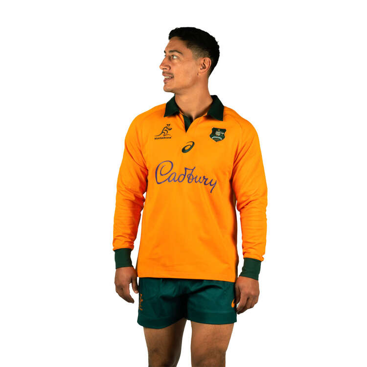 Wallabies 2024 Mens Traditional Long Sleeve Rugby Jersey Gold S, Gold, rebel_hi-res