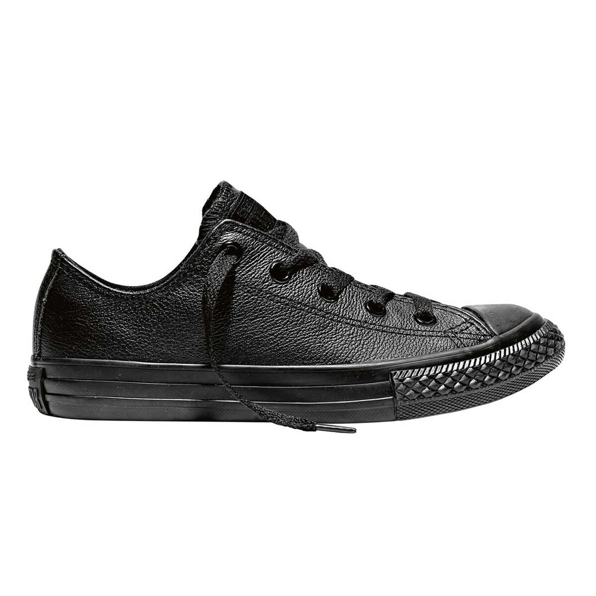 black leather low top converse