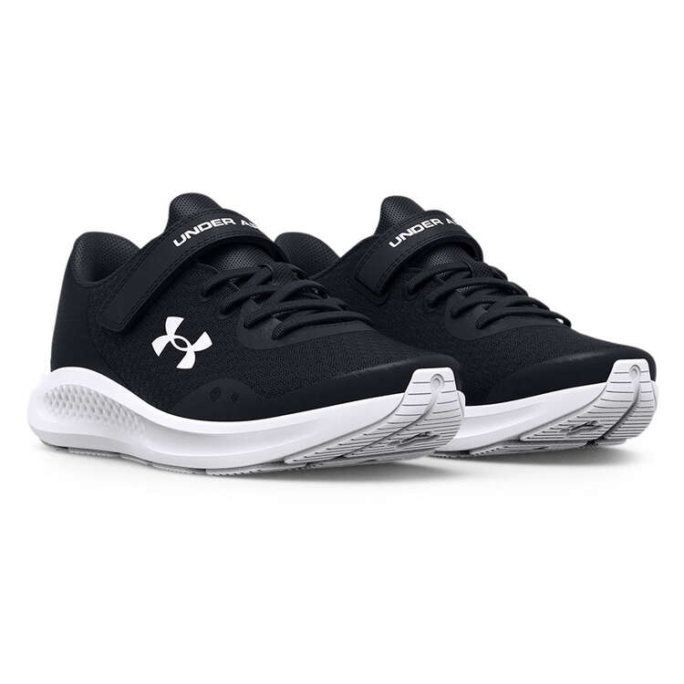 Under Armour Charged Pursuit 3 PS Kids Running Shoes, Black/White, rebel_hi-res
