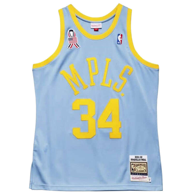 Los Angeles Lakers Shaquille O'Neal Mens 2001/02 Alternate Swingman Jersey, Blue/Yellow, rebel_hi-res