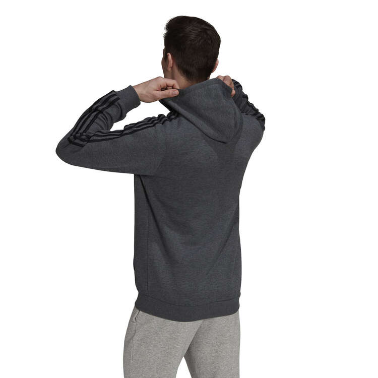 adidas Mens Essentials Fleece 3-Stripes Full-Zip Hoodie Grey XS, Grey, rebel_hi-res