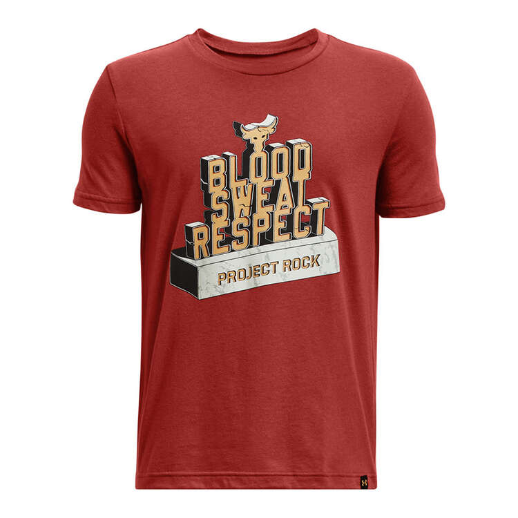 Under Armour Boys Project Rock BSR Stand Tee Red XS, Red, rebel_hi-res