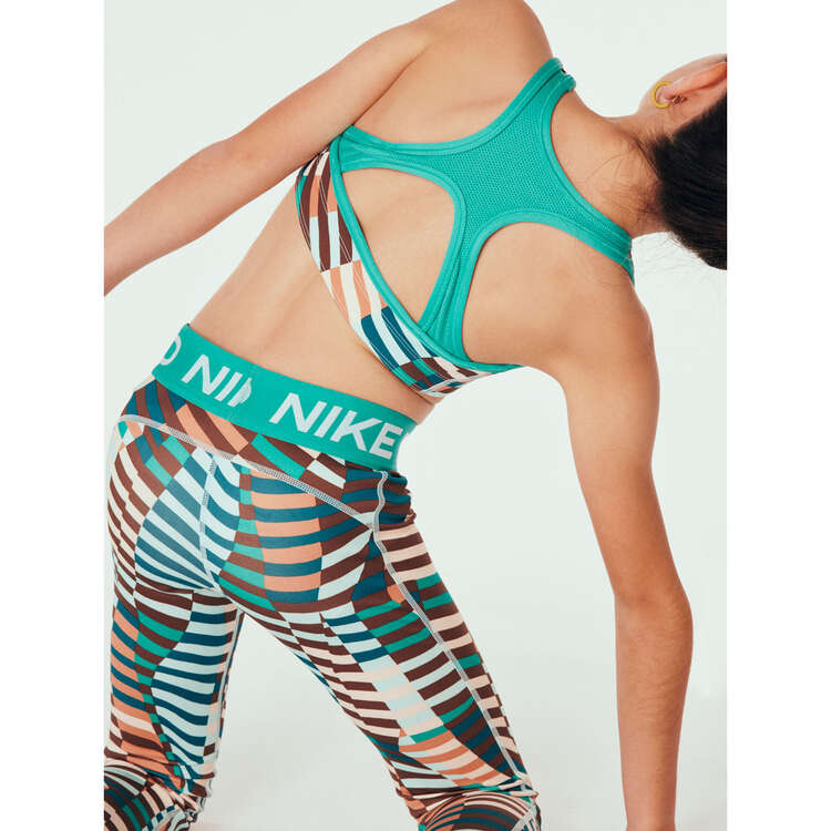 Nike Girls Swoosh Plus Reversible Bra, Green/Print, rebel_hi-res