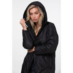 L'urv Womens Elements long Puffer Jacket Black XS, Black, rebel_hi-res