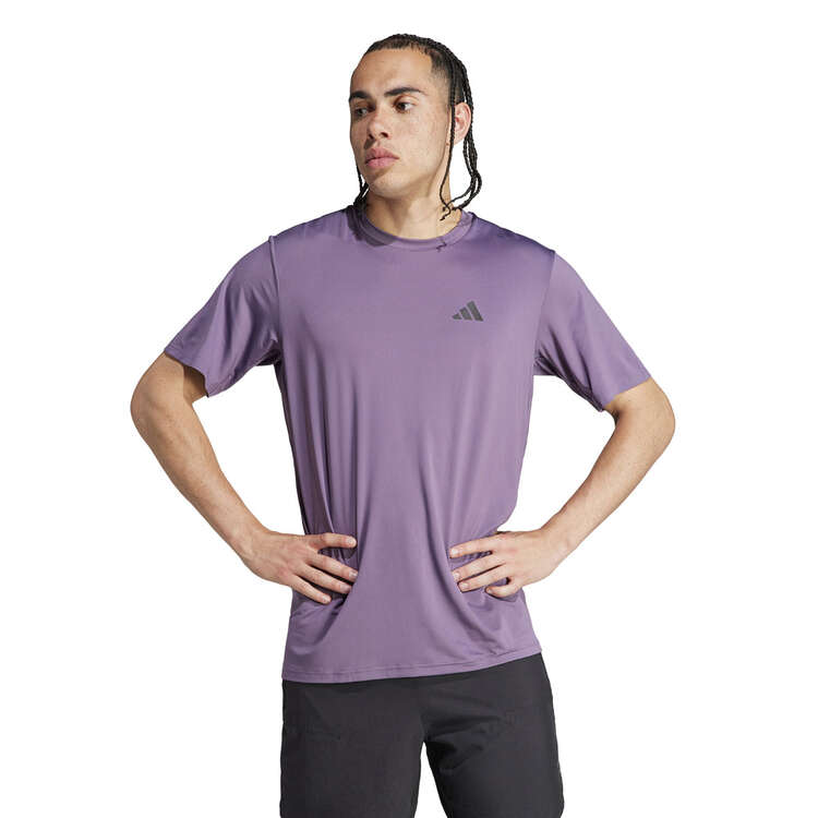 adidas Mens Train Essentials Stretch Training Tee, Purple, rebel_hi-res