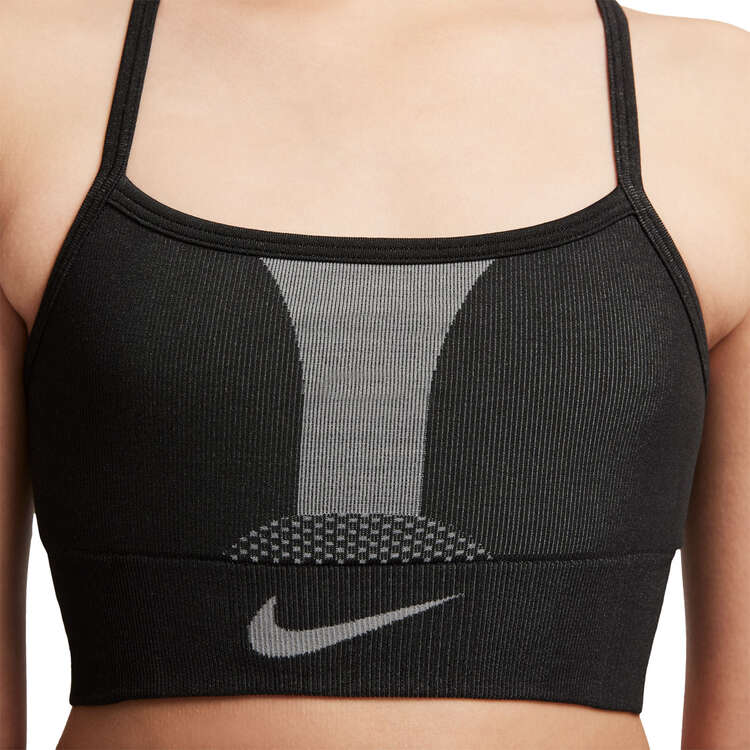Nike Girls Dri-FIT Indy Seamless Bra Black XL, Black, rebel_hi-res