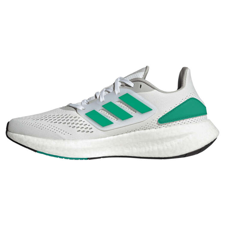 adidas Pureboost 22 Mens Running Shoes, White/Green, rebel_hi-res