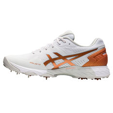 Asics GEL 350 Not Out FF Womens Cricket Spikes White/Gold US 6, White/Gold, rebel_hi-res