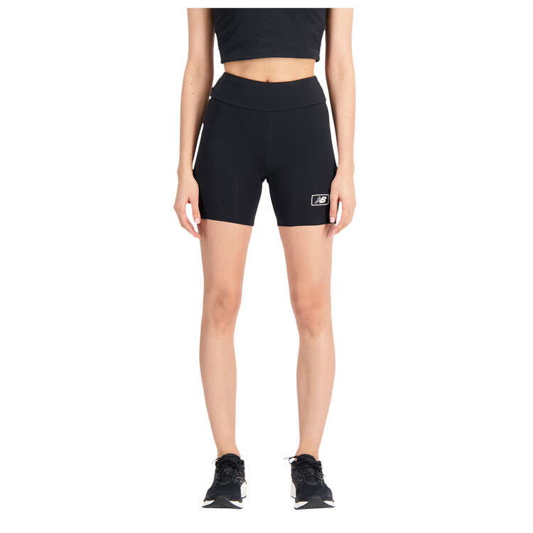 New Balance Womens Essentials Cotton Spandex Fitted Shorts, Black, rebel_hi-res