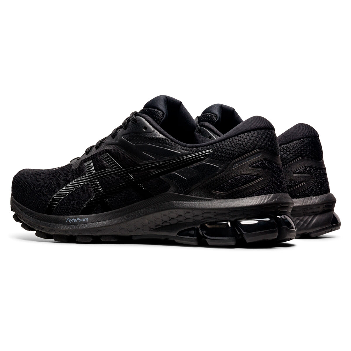 asics all black running shoes