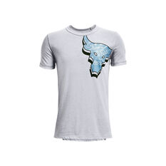 Under Armour Boys Project Rock SMS Tee Grey/Black XS, , rebel_hi-res