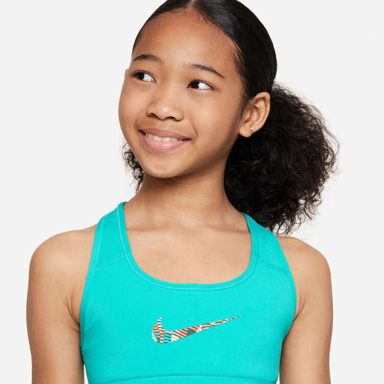 Nike Girls Swoosh Plus Reversible Bra, Green/Print, rebel_hi-res