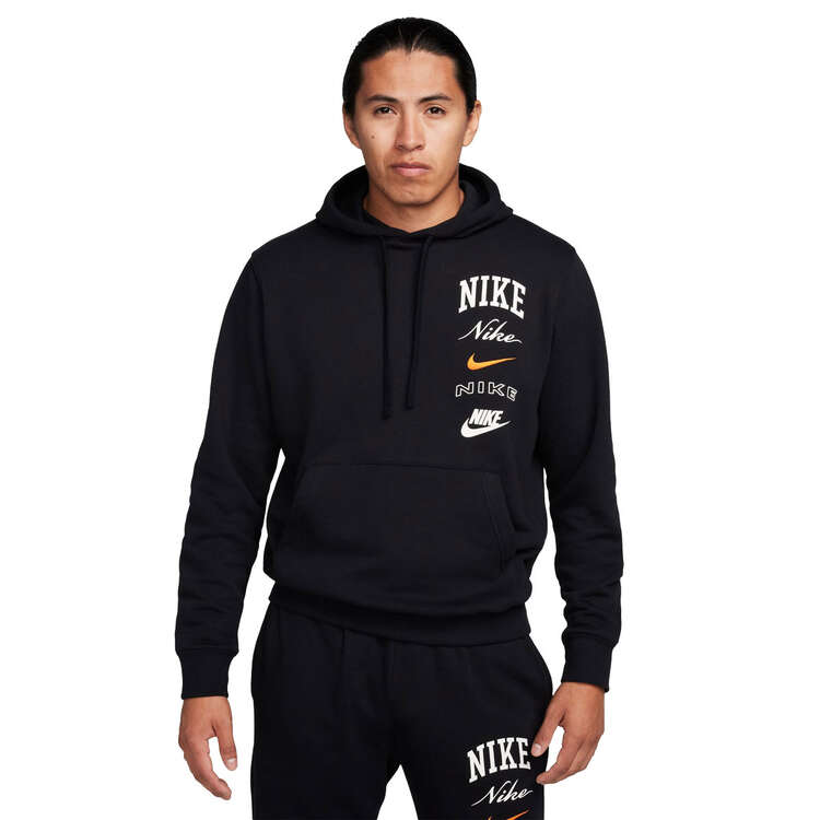 Nike Mens Sportswear Club Fleece Stacked Graphic Hoodie Black XS, Black, rebel_hi-res