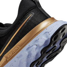 Nike React Infinity Run Flyknit 2 Womens Running Shoes, Black/Gold, rebel_hi-res