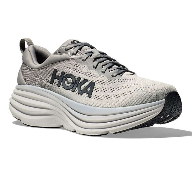 HOKA Bondi 8 Mens Running Shoes Grey US 9.5, Grey, rebel_hi-res