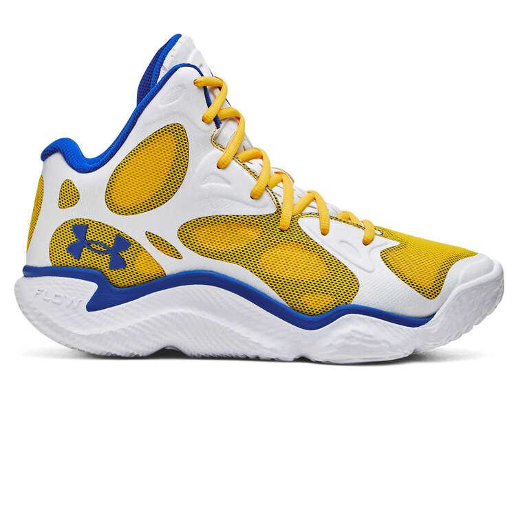 Under Armour Curry Spawn Flotro Dub Nation Basketball Shoes, White/Yellow, rebel_hi-res