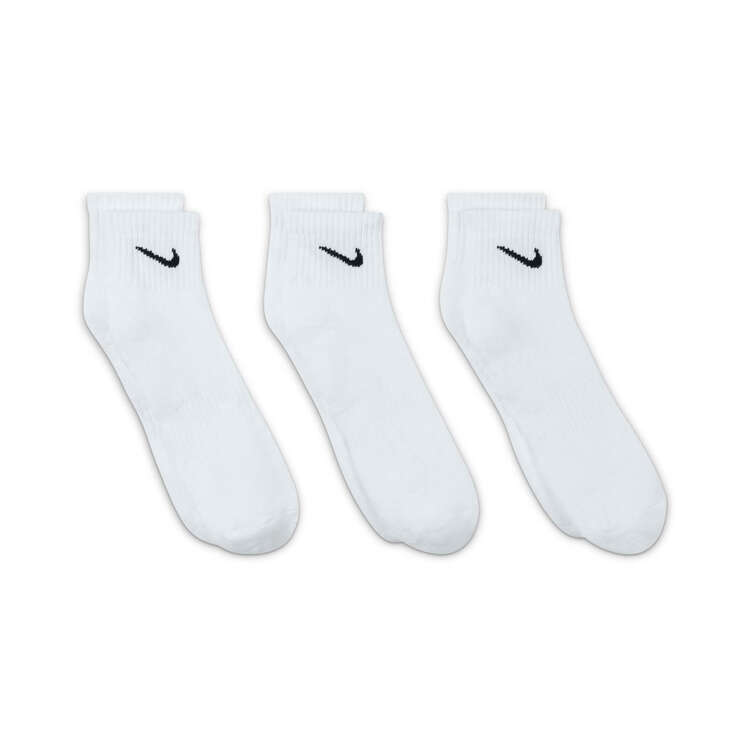 Nike Cushion Quarter Running 3 Pack Socks, White, rebel_hi-res