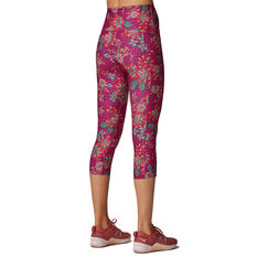 Running Bare Womens Ab Waisted Power Moves 3/4 Tight Red 8, Red, rebel_hi-res